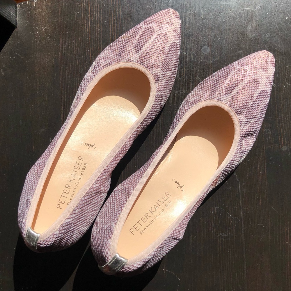 Peter Kaiser Pink Snake Print Block Heel Pumps Textile Upper NWOT Size 6